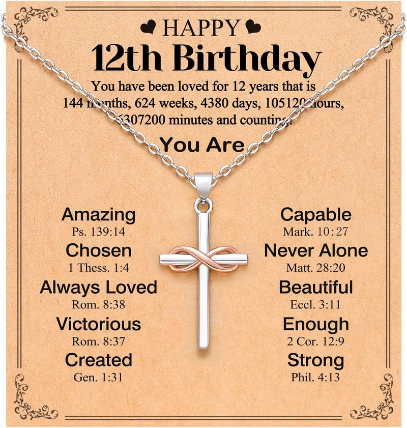 UPROMI Happy 10th/11th/12th/13th/14th/15th/16th/17th/18th/21st Birthday Gifts for Girls Her, Cross Necklace Birthday Gift Ideas - Image 1